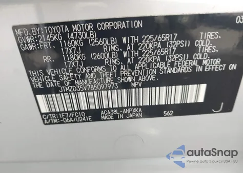 2008 Toyota Rav4 from USA, damaged, VIN JTMZD35V785097973